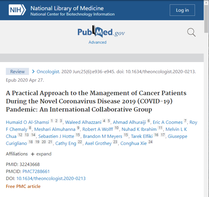 A Practical Approach to the Management of Cancer Patients During the